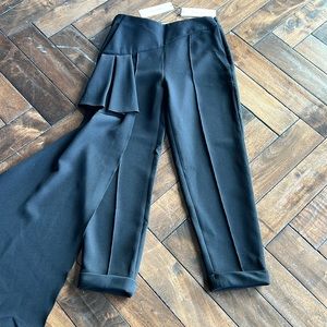 Hellessy Romeo straight leg pant with side drape made in USA black pants size 6